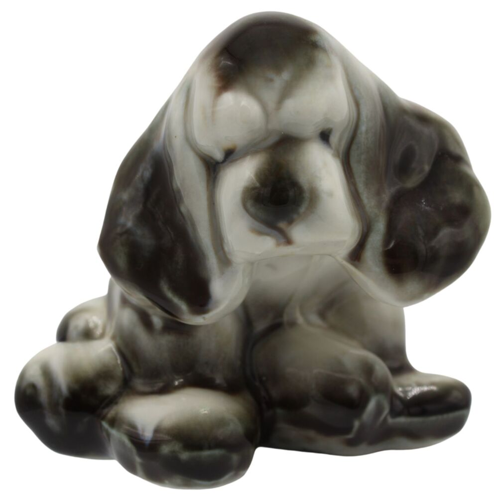 Vintage Ceramic Cocker Spaniel Puppy Figurine Sad Eyes 4” Hand Painted 1980s